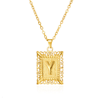 Initial Letter Necklace – Stainless Steel Alphabet Pendant