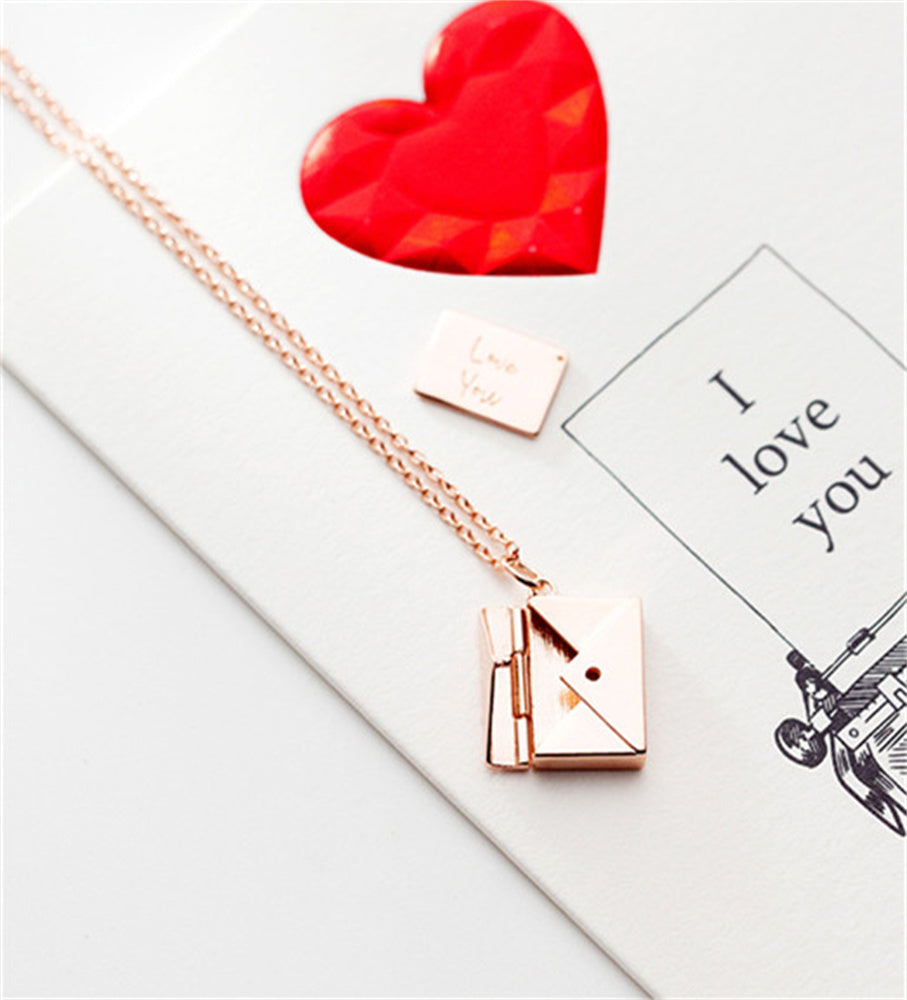 Custom Love Letter Envelope Pendant Necklace – Personalized Jewelry Gift for Her