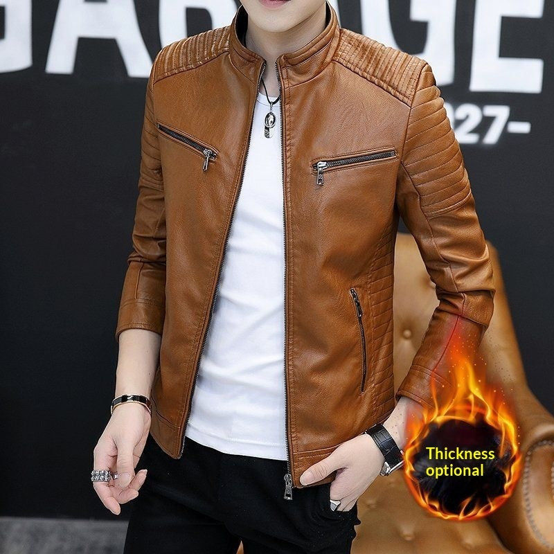 Mens Springautumn Leather Jacket