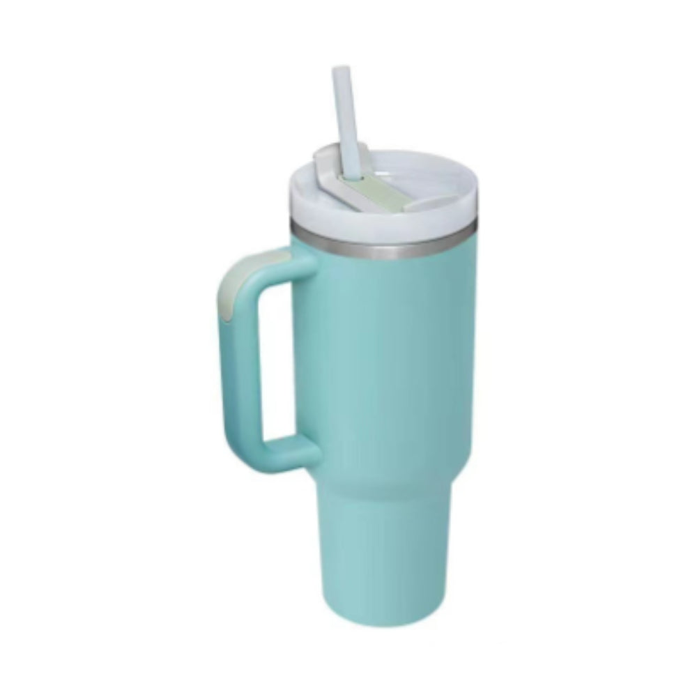 40oz Insulated Tumbler with Handle & Straw – Stainless Steel Travel Mug