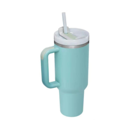 40oz Insulated Tumbler with Handle & Straw – Stainless Steel Travel Mug