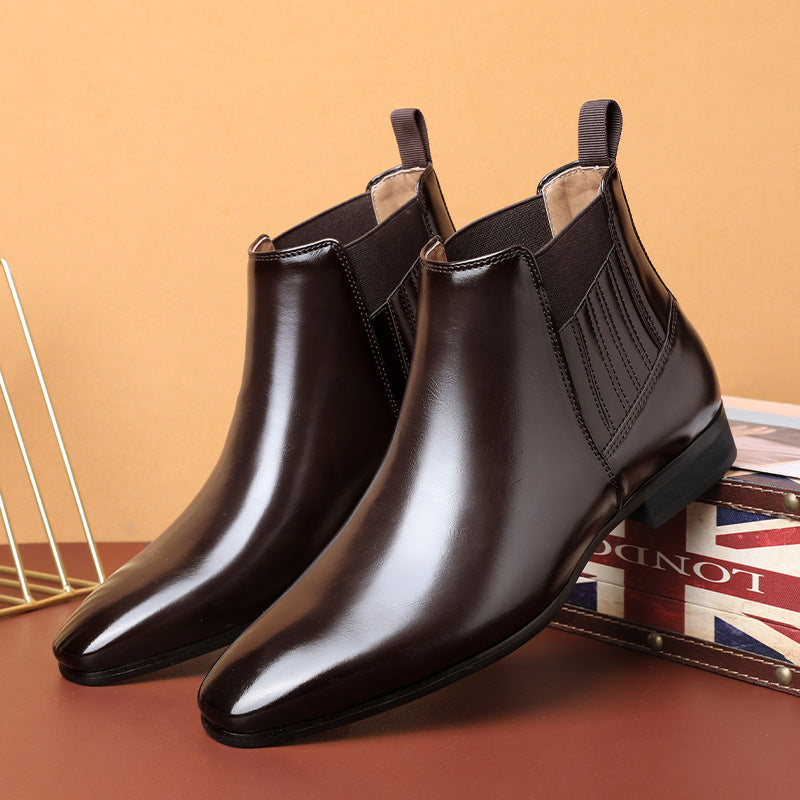 Pointed Toe Chelsea-Style Boots for Men – British Fashion Business Formal Leather Shoes