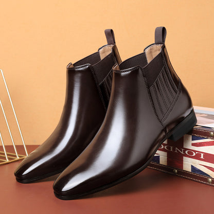 Pointed Toe Chelsea-Style Boots for Men – British Fashion Business Formal Leather Shoes