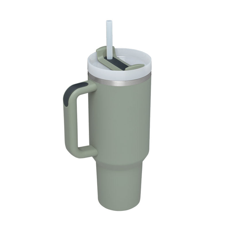 40oz Insulated Tumbler with Handle & Straw – Stainless Steel Travel Mug