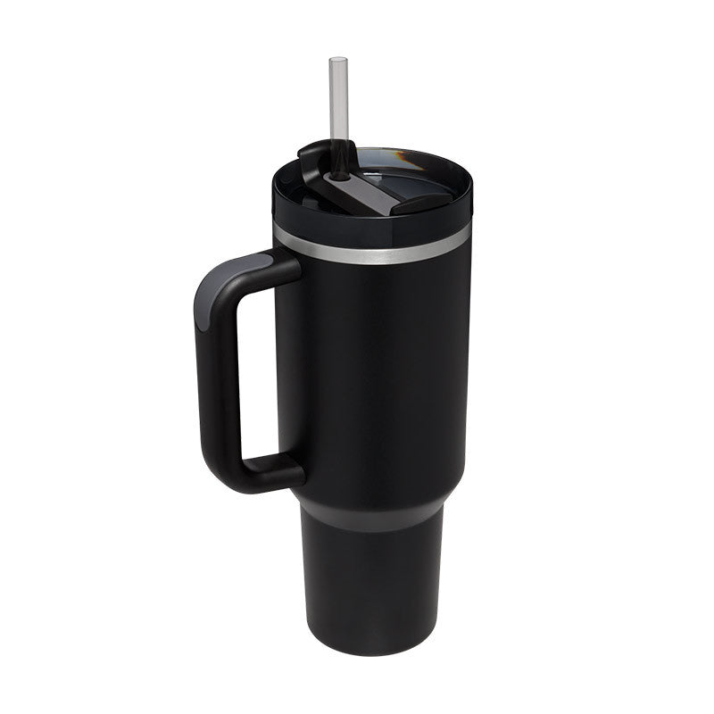 40oz Insulated Tumbler with Handle & Straw – Stainless Steel Travel Mug