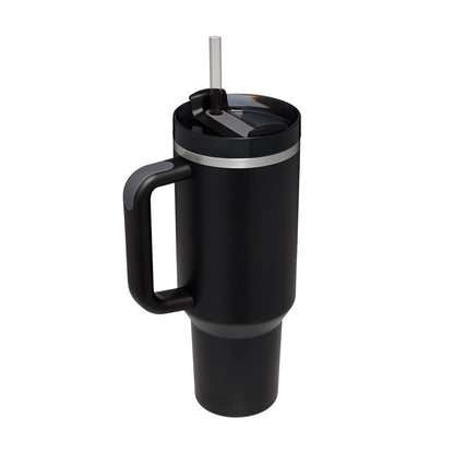 40oz Insulated Tumbler with Handle & Straw – Stainless Steel Travel Mug