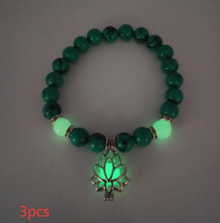 Energy Luminous Lotus Natural Stone Bracelet – Glow in the Dark Yoga & Healing Jewelry