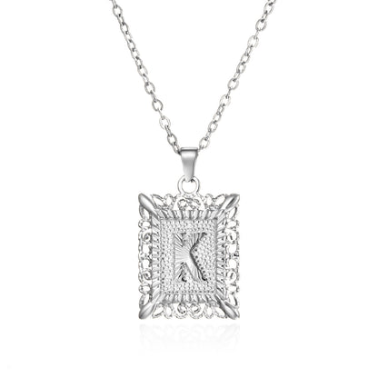 Initial Letter Necklace – Stainless Steel Alphabet Pendant