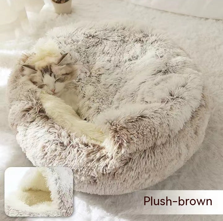 2 In 1 Dog & Cat Bed – Ζεστό Plush Κρεβάτι Κατοικιδίων για Χειμώνα
