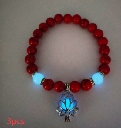 Energy Luminous Lotus Natural Stone Bracelet – Glow in the Dark Yoga & Healing Jewelry