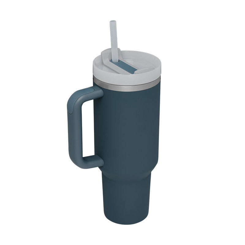 40oz Insulated Tumbler with Handle & Straw – Stainless Steel Travel Mug
