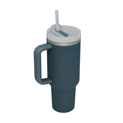 40oz Insulated Tumbler with Handle & Straw – Stainless Steel Travel Mug