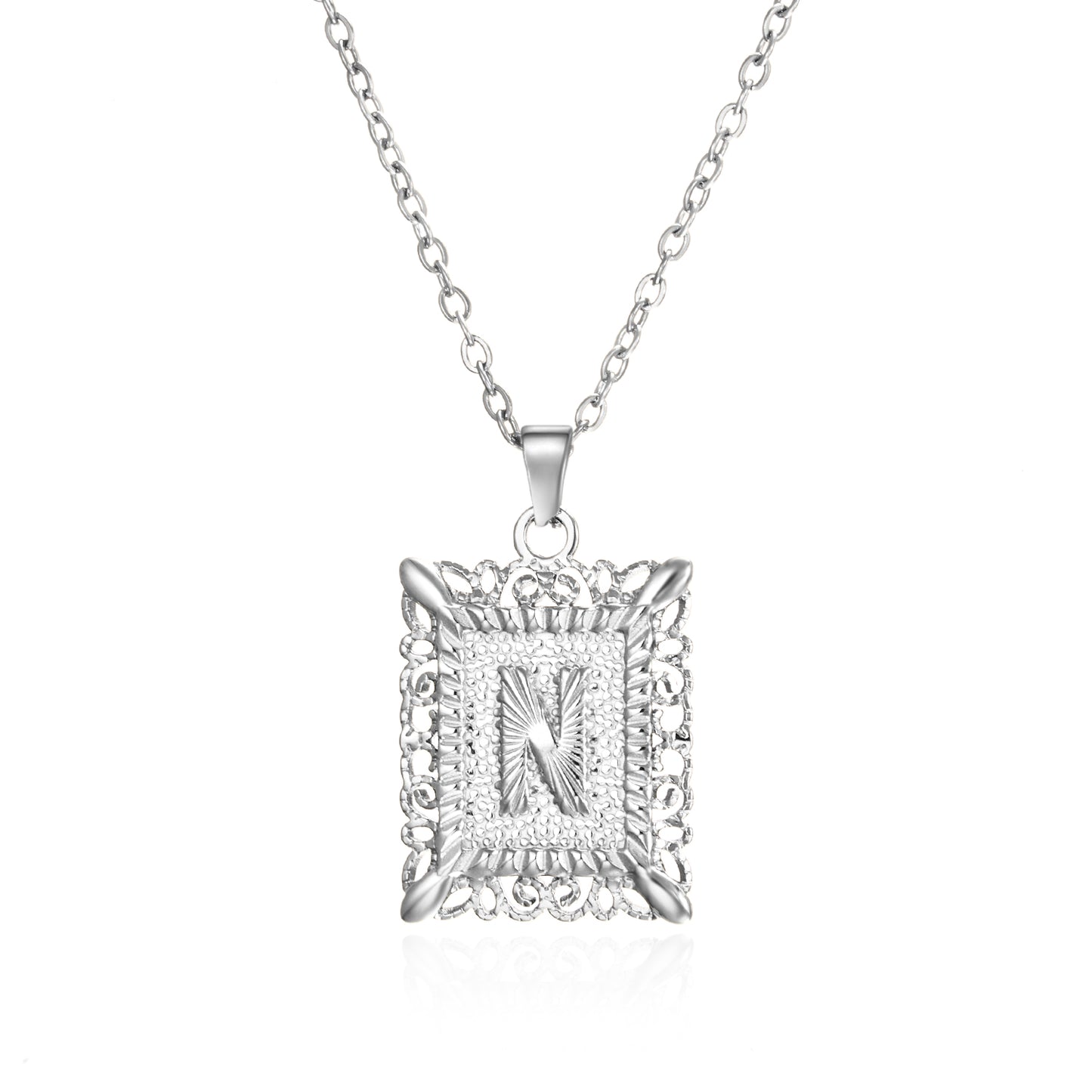 Initial Letter Necklace – Stainless Steel Alphabet Pendant