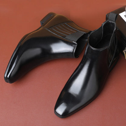 Pointed Toe Chelsea-Style Boots for Men – British Fashion Business Formal Leather Shoes