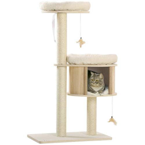 PawHut 3-Level Cat Tree – Sisal Scratching Posts, Soft Cushions & Play Area