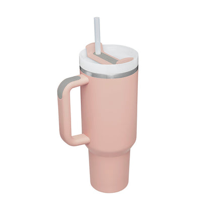40oz Insulated Tumbler with Handle & Straw – Stainless Steel Travel Mug