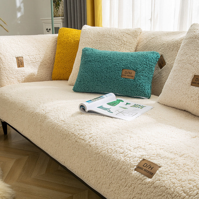 Modern Lamb Wool Sofa Cover – Αντιολισθητικό Κάλυμμα Καναπέ Plush