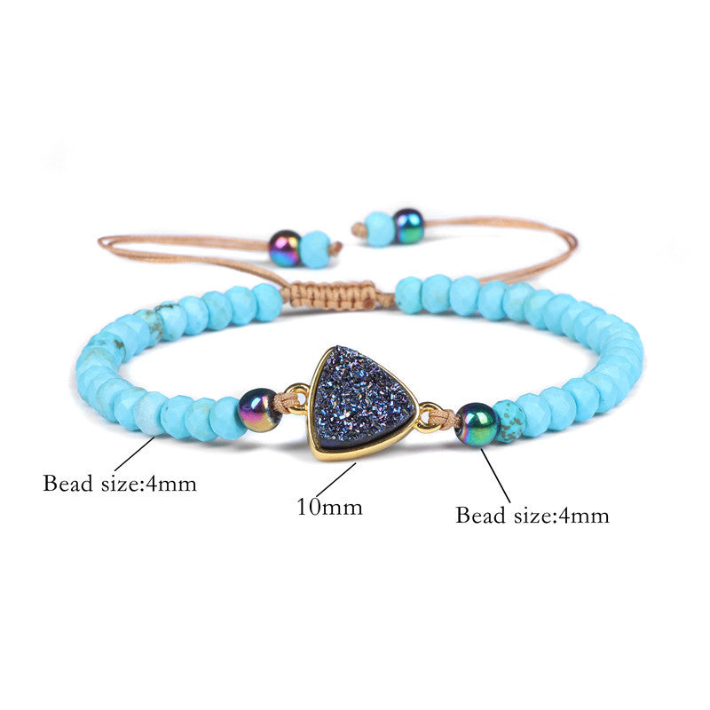 Bracelet tressé en pierre naturelle – Perles de quartz, corde ajustable