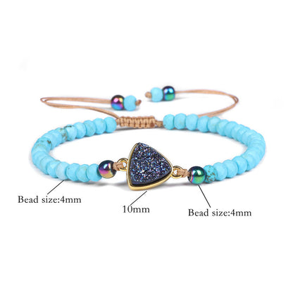 Bracelet tressé en pierre naturelle – Perles de quartz, corde ajustable